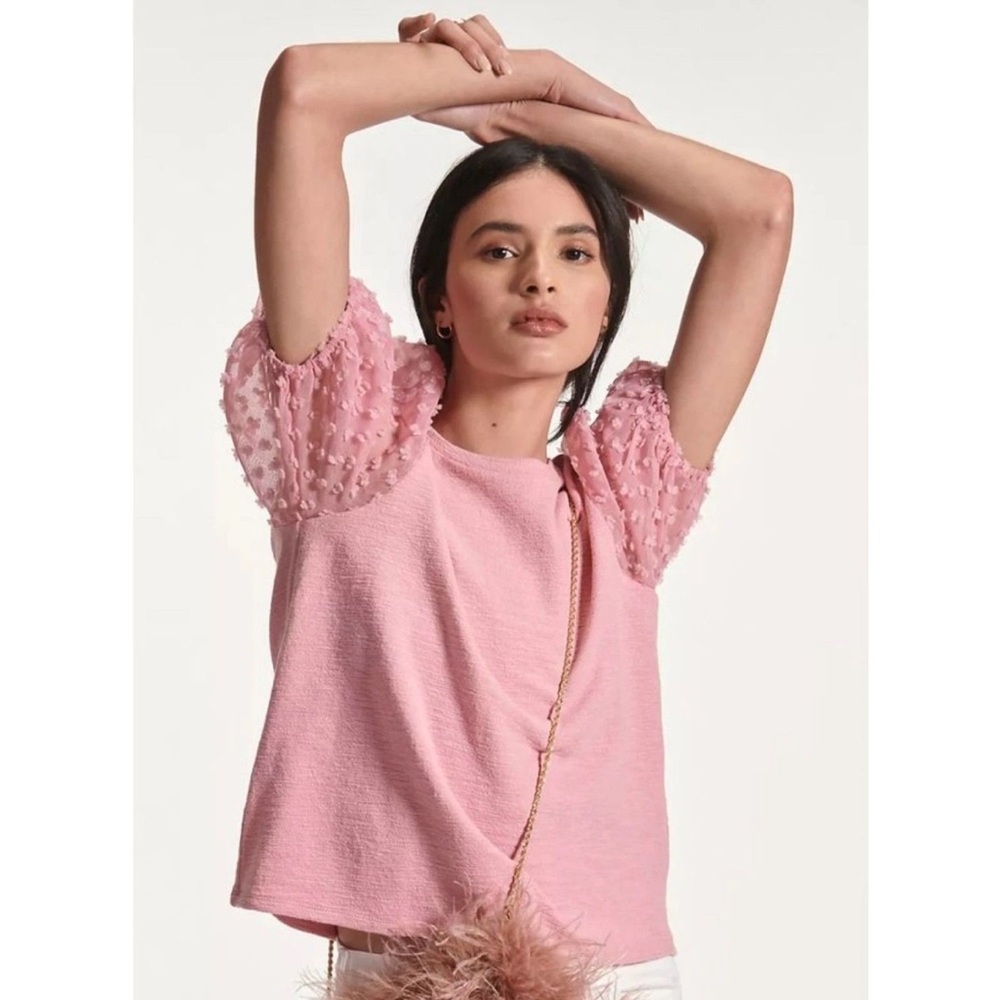 Anthropologie Pink Puff Sleeve Top size XS